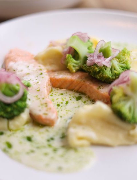Baked Salmon With Herby Crushed Potatoes