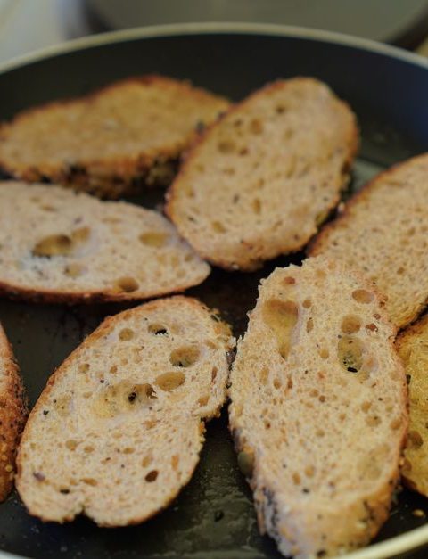 Green Pea and Mint Hummus Toasts