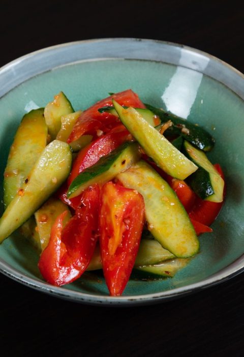 Chickpea, Cucumber, and Tomato Salad with Parsley Dressing