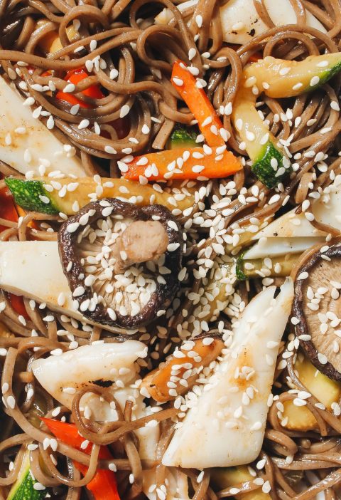 Peanut Soba Noodles with Crunchy Cucumber and Carrot