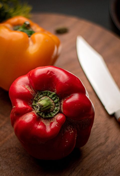 Brown Rice and Black Bean Bell Peppers Baked in Tomato Sauce