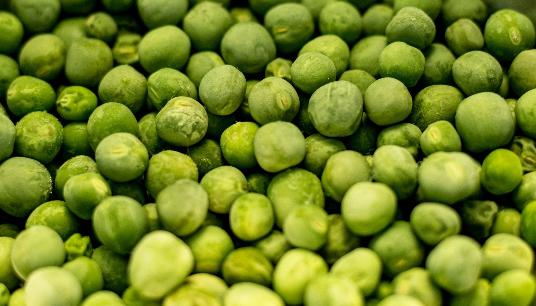 Close-up of shelled green peas.